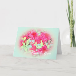 fleurs d'azalée rose en bleu clair merci