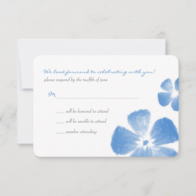 Fleurs de aquarelle tropicale bleue Mariage RSVP (Devant)