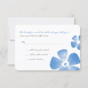 Fleurs de aquarelle tropicale bleue Mariage RSVP