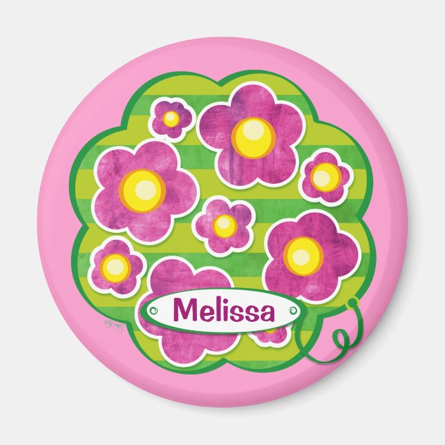 Fleurs de bébé - aimant rose (Devant)