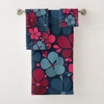 fleurs de boho en bleu magenta