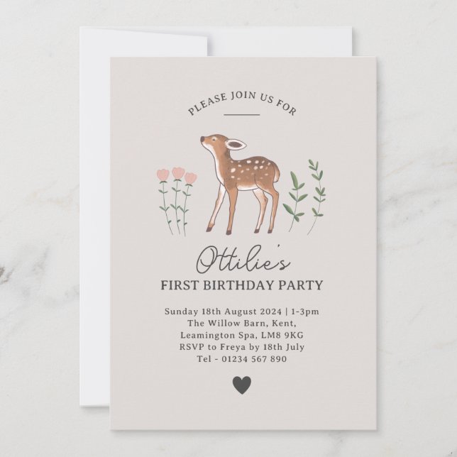 Fleurs de bois Invitation d'anniversaire (Devant)
