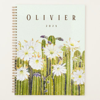 fleurs de cactus blanc aquarelle peinte main