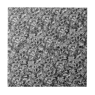 Fleurs de carreaux en céramique Art Abstrait noir 