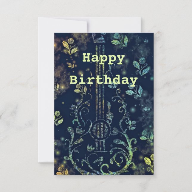 Fleurs de carte d'anniversaire Guitare (Devant)