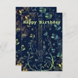 Fleurs de carte d'anniversaire Guitare