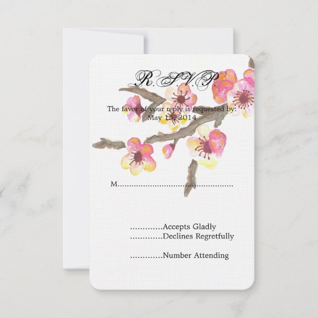 Fleurs de cerise en fleurs mariage RSVP (Devant)