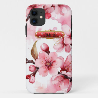 Fleurs de cerisier chaudes rouge-rose Coque iPhone