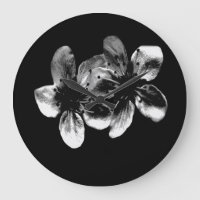 Fleurs De Cerisier Noir Et Blanc, Horloge