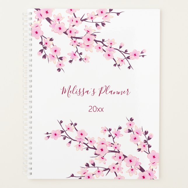 Fleurs de cerisier rose blanc personnalisé (Devant)