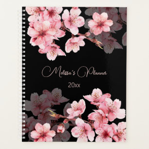 Fleurs de cerisier roses sur fond noir personnalis