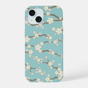 Fleurs de cerisier Sakura Cream Zen sur fond bleu