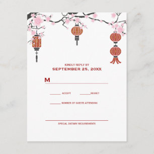 Fleurs de cerisiers et lanternes rouges  Cartes RS
