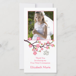 Fleurs de cerisiers roses, colombe, Carte photo re