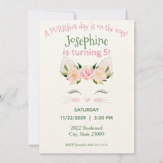 Fleurs de chats Kitten Invitation Anniversaire