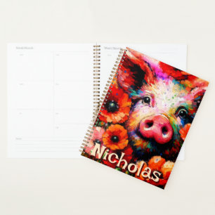 Fleurs de cochon rouge impressionniste Personnalis