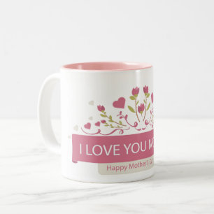 Fleurs de Coeur Rose - Je t'aime maman Mug
