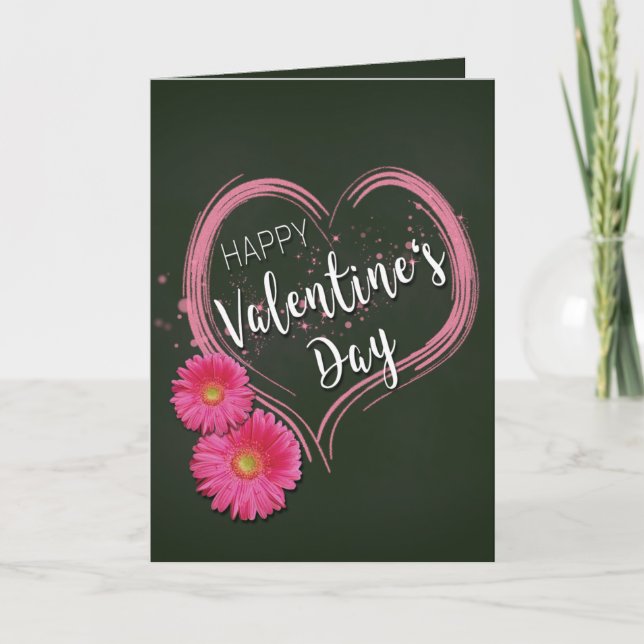 Fleurs de coeur rose Saint-Valentin - Carte de voe (Devant)