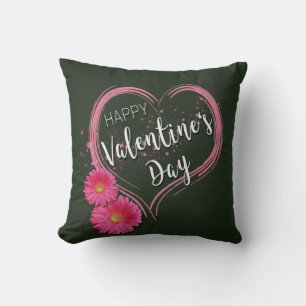 Fleurs de coeur roses la Saint-Valentin - Coussin 