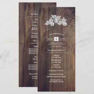 Fleurs de dentelle   Programme de mariage en bois 