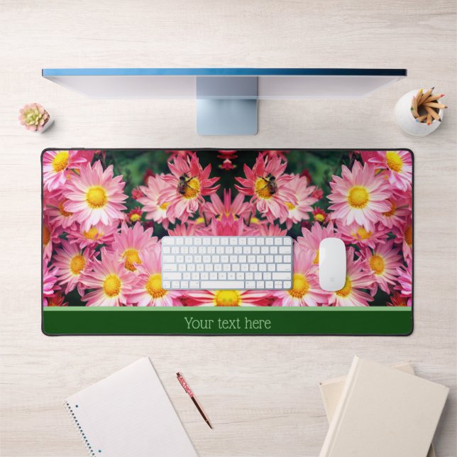 Fleurs De Faisée Rose Et Bumble Bee Personnalisées (Bureau 1)