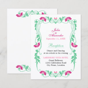 Fleurs de feuilles élégantes et cartes d'accueil à
