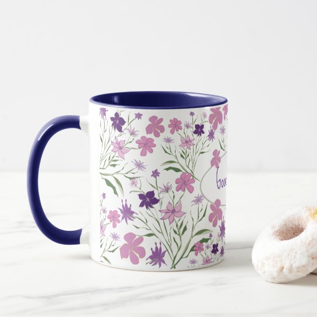 Fleurs de fleurs printanières Café Mug (Avec donut)