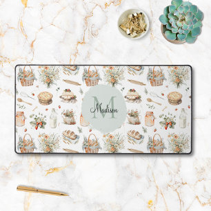 Fleurs de fraisier fantaisistes monogrammées de ca