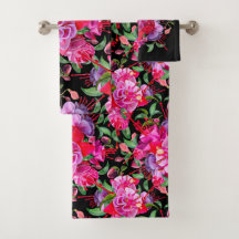 Fleurs de Fuchsia à l'aquarelle rose et noir