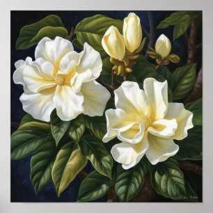 Fleurs de Gardenia Jaune Art Imprimer Poster