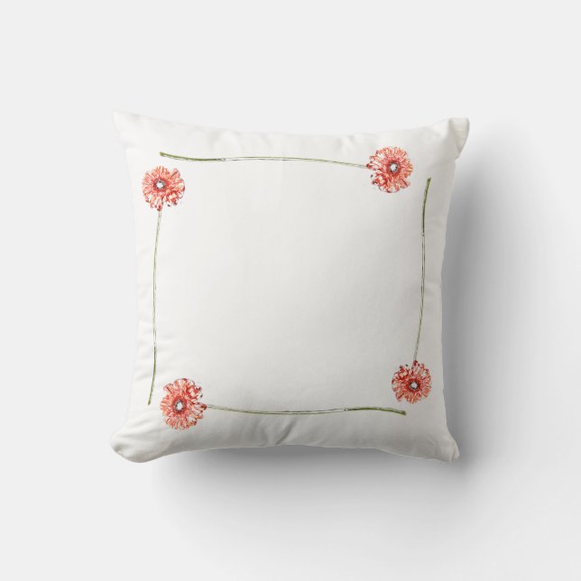 Fleurs de Gerbera Rouge Pâle Coussin (Recto)