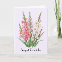 Fleurs de Glaïeul d'Août Carte de Vœux