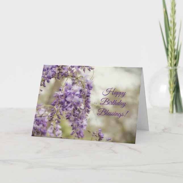 Fleurs de glycine violette Foi florale Carte d'ann (Devant)