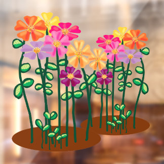Fleurs de jardin Autocollant pour fenêtre