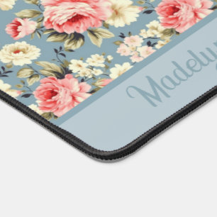 Fleurs de jardin de campagne Monogramme bleu Nom