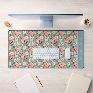 Fleurs de jardin de campagne Monogramme Bleu Pouss