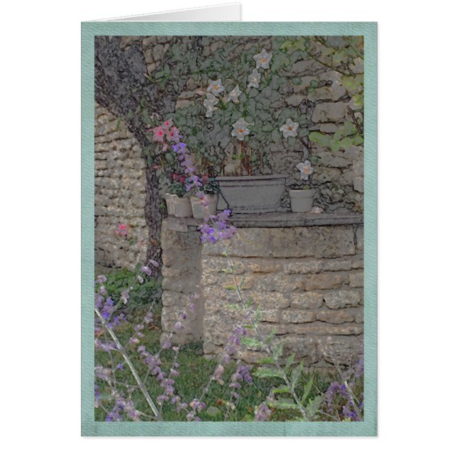 Fleurs de jardin et puits de pierre (Devant)