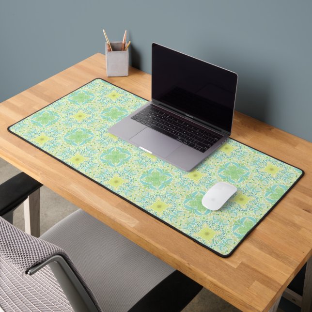 Fleurs de jardin rétro en vert et jaune (Bureau 2)