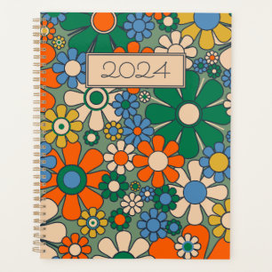 Fleurs de jardin rétro motif floral groovy 60 70