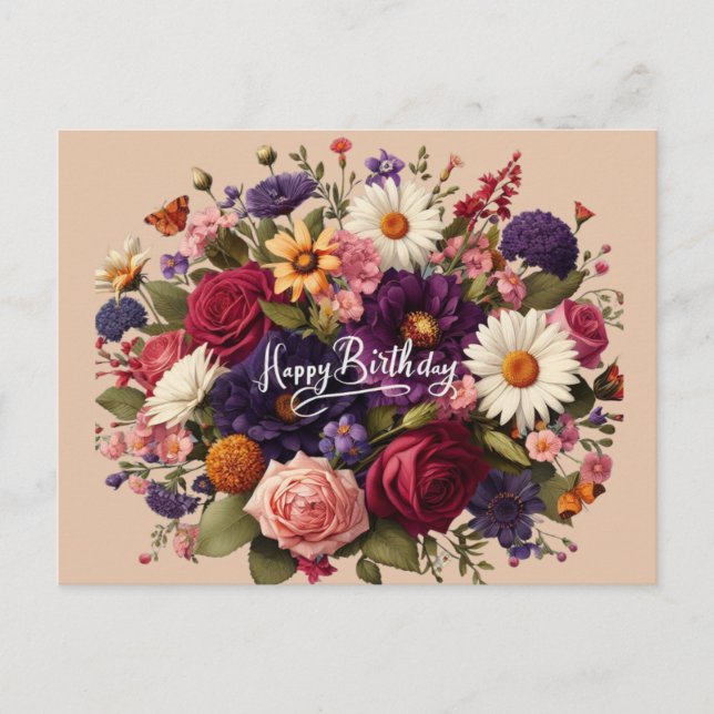 Fleurs de la fête Anniversaire Carte postale (Devant)