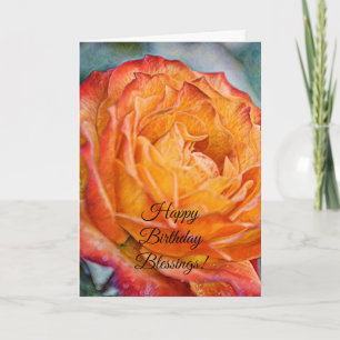 Fleurs de la foi Orange Rose Carte d'anniversaire