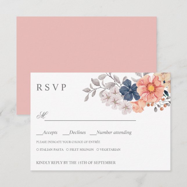 Fleurs de la marine corallienne MARIAGE RSVP REPAS (Devant / Derrière)