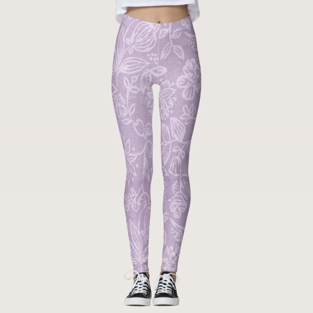 Fleurs de lavande Leggings violets (Devant)