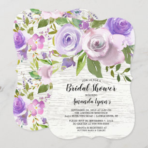 Fleurs de lavande rustique Invitation à la douche 