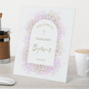 fleurs de lilas blanc panneau de bienvenue baptême