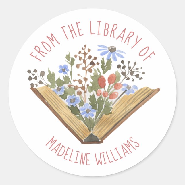 Fleurs De Livre De La Bibliothèque Du Étiquette De (Devant)