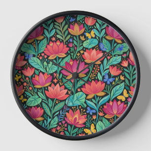 Fleurs de lotus abstraites Papillons Art Horloges