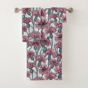 Fleurs de maïs roses, fleurs sauvages sur blanc