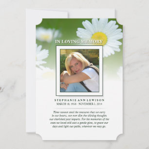 Fleurs de marguerite Carte commémorative - Poème d