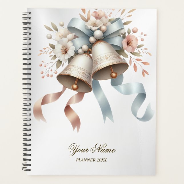 Fleurs de mariage cloches Rubans bleu rose Beau (Devant)